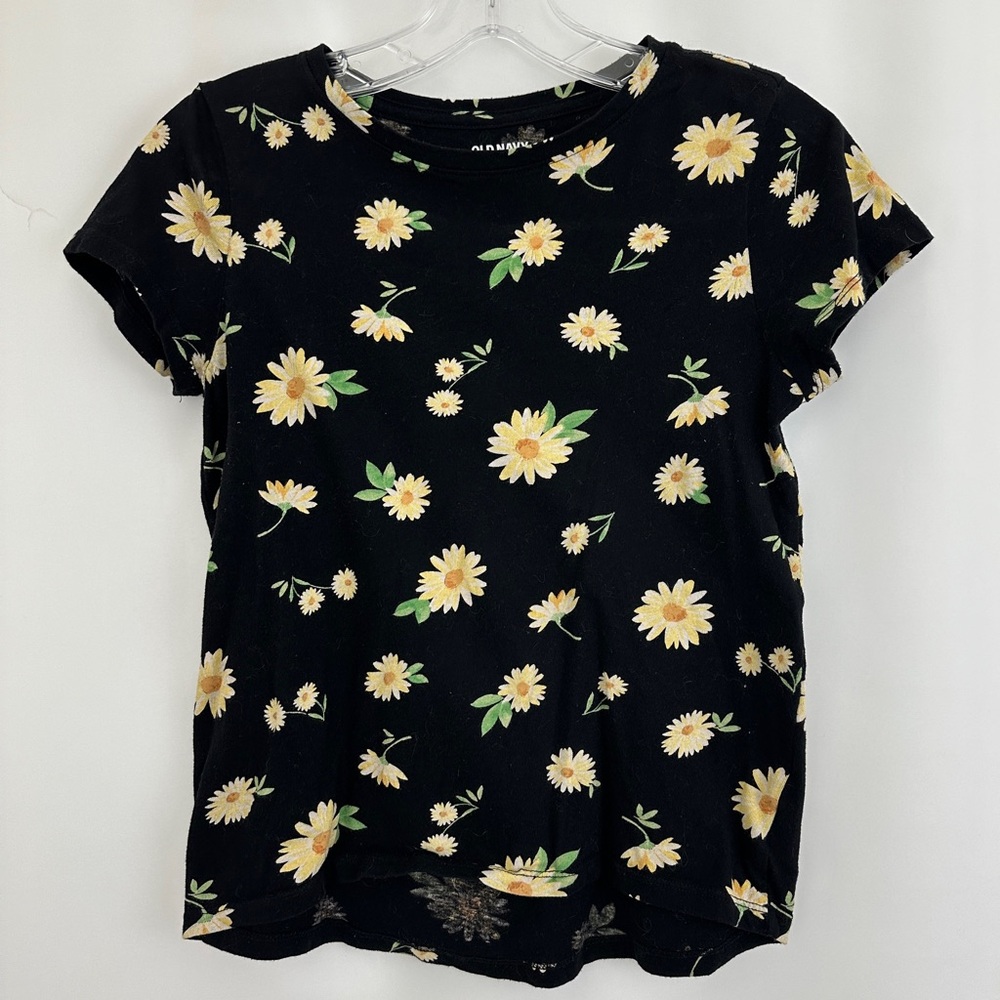 Girl’s Old Navy Black Floral Softest Tee Size XL (14-16)